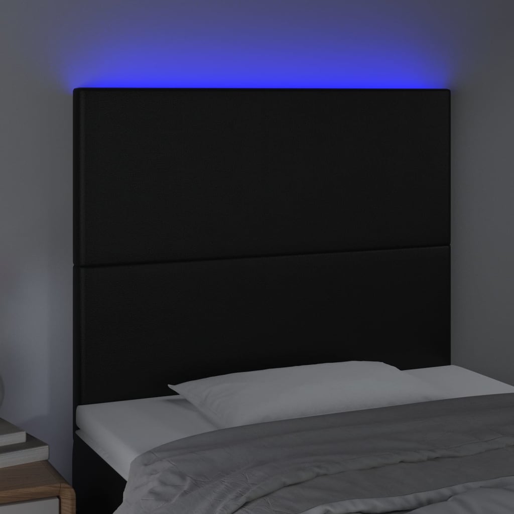 LED uzglavlje crno 90x5x118/128 cm od umjetne kože