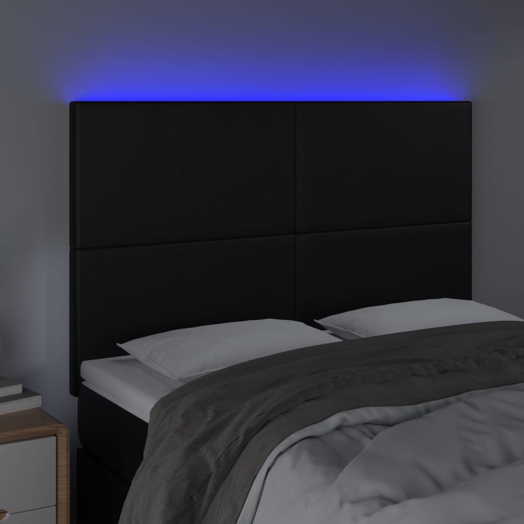 LED uzglavlje crno 144x5x118/128 cm od umjetna koža