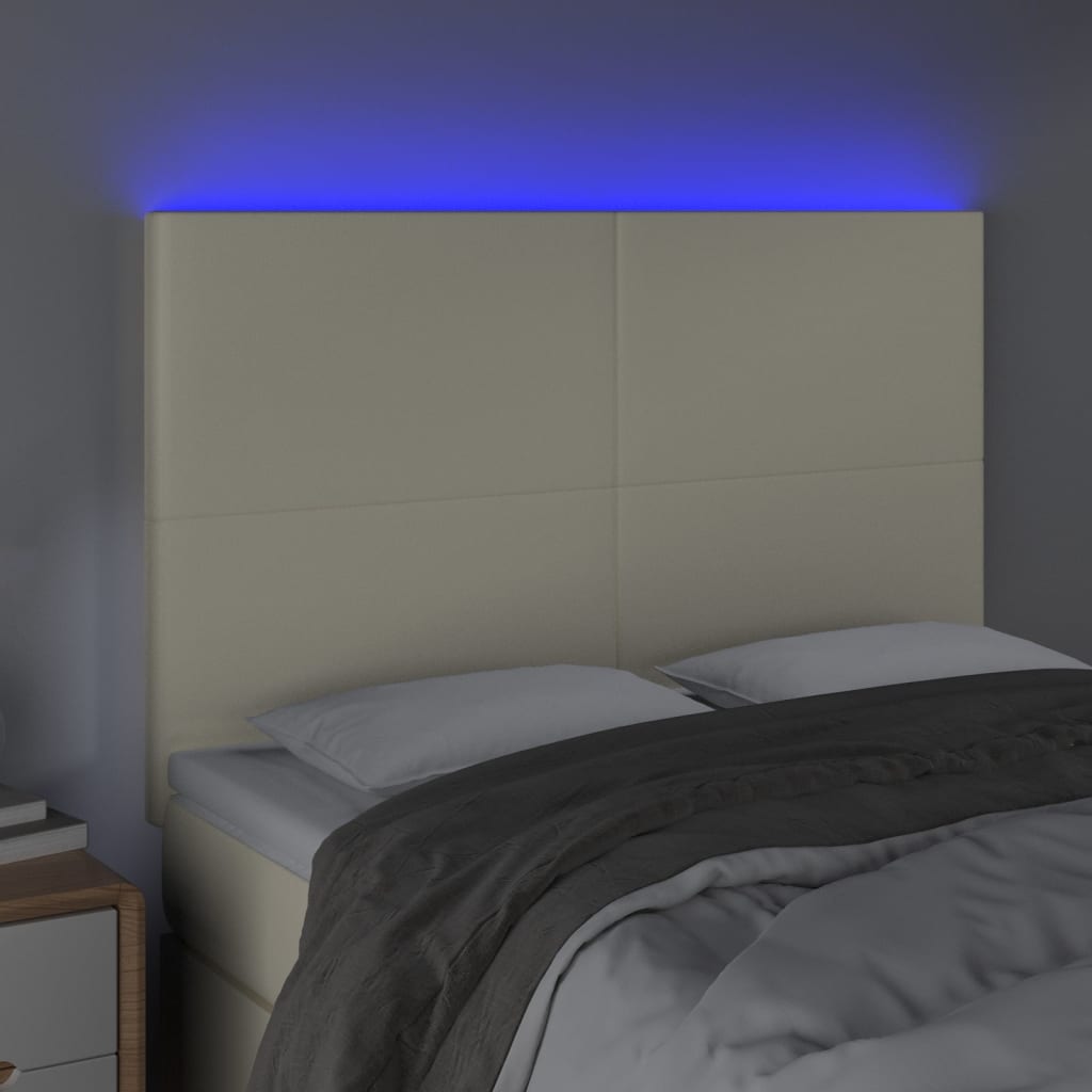 LED uzglavlje krem 144x5x118/128 cm od umjetne kože