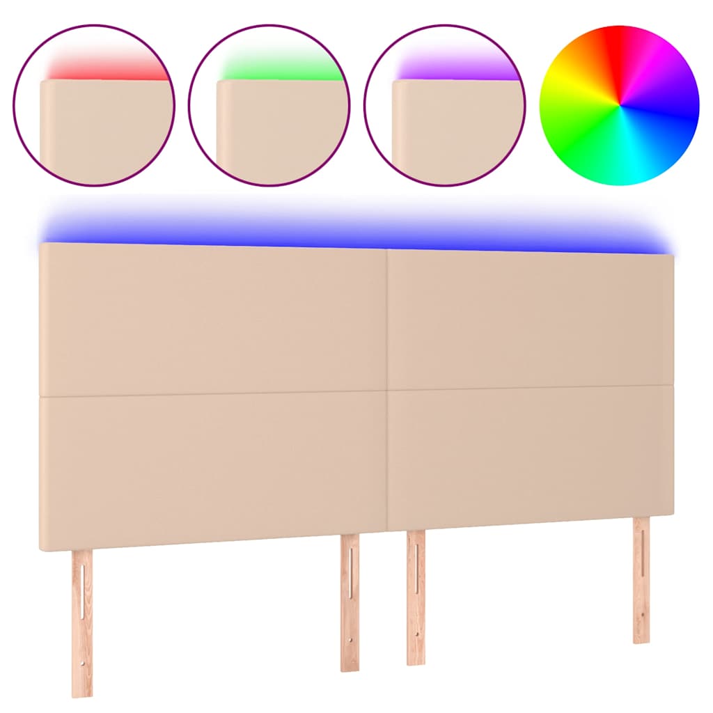 LED uzglavlje boja cappuccina 160x5x118/128cm od umjetna koža