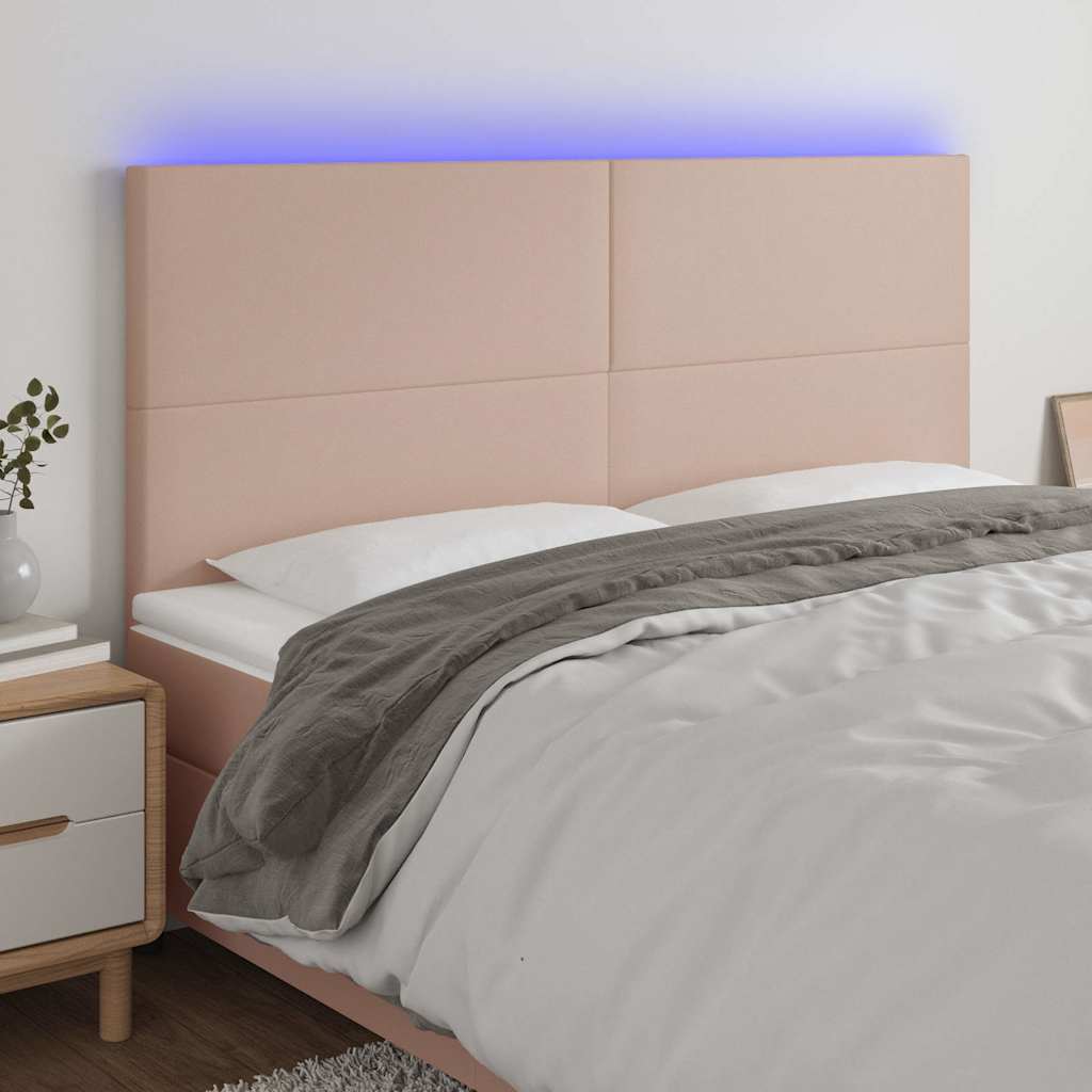 LED uzglavlje boja cappuccina 160x5x118/128cm od umjetna koža