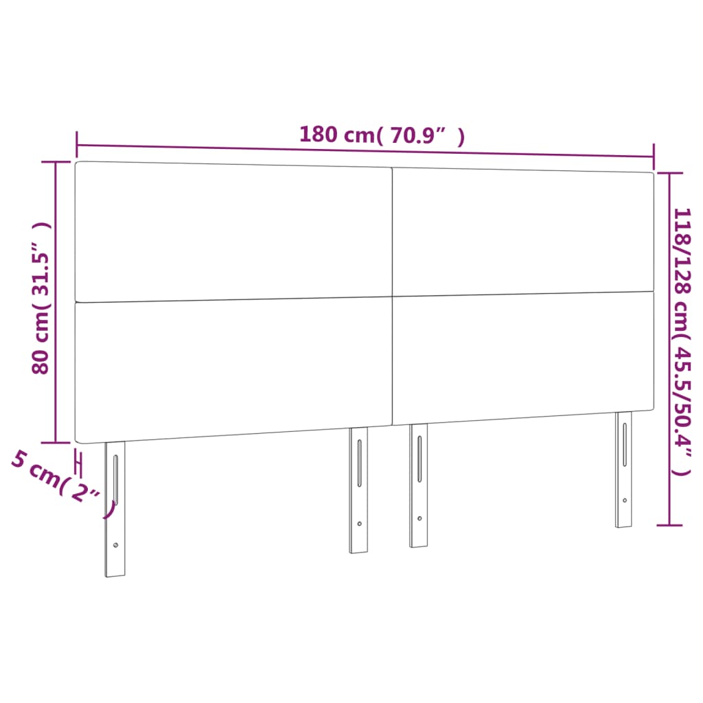 LED uzglavlje bijelo 180x5x118/128 cm od umjetne kože