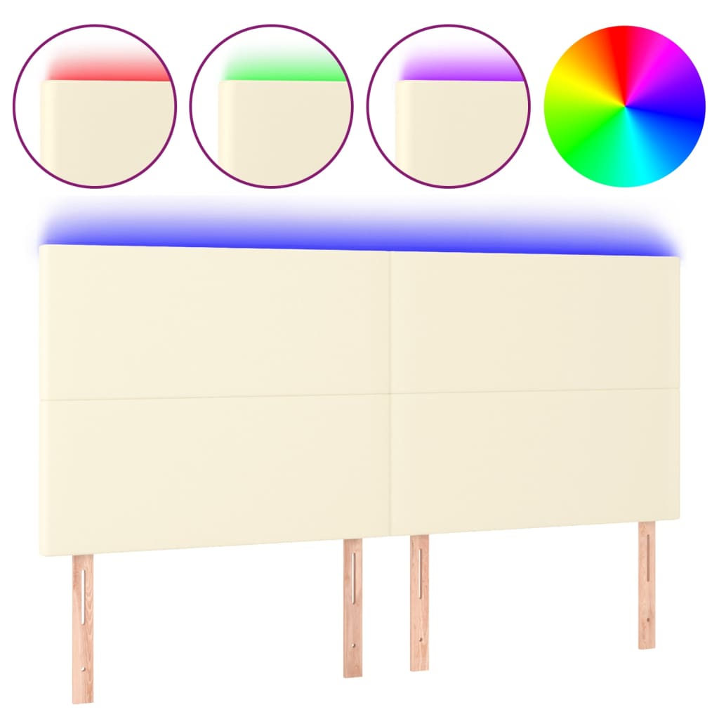 LED uzglavlje krem 180x5x118/128 cm od umjetne kože