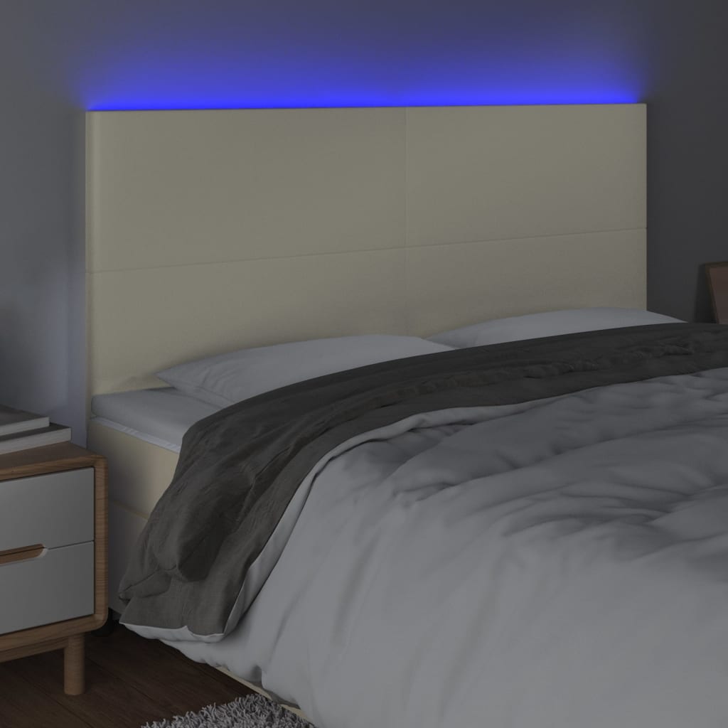 LED uzglavlje krem 180x5x118/128 cm od umjetne kože