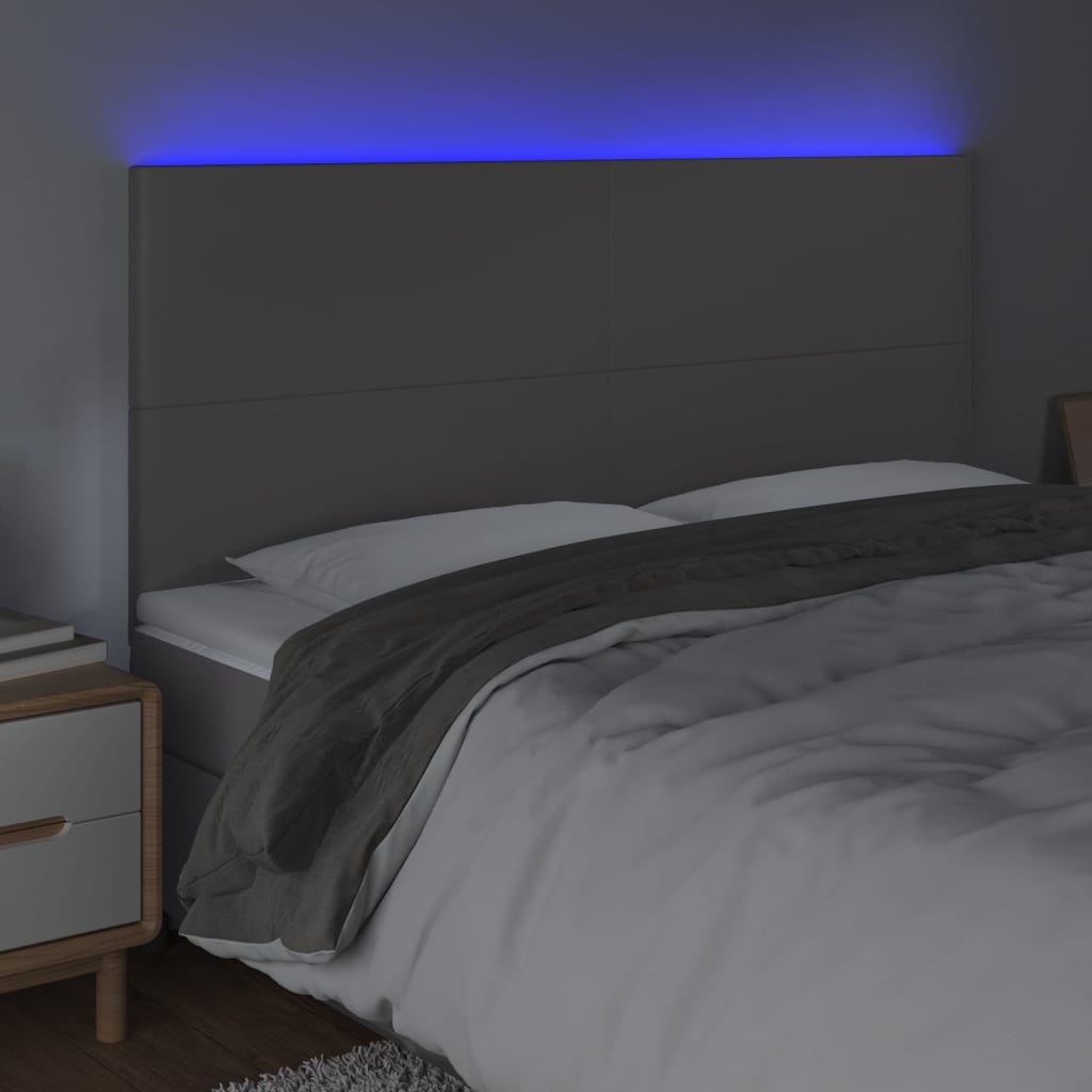LED uzglavlje sivo 180x5x118/128 cm od umjetne kože