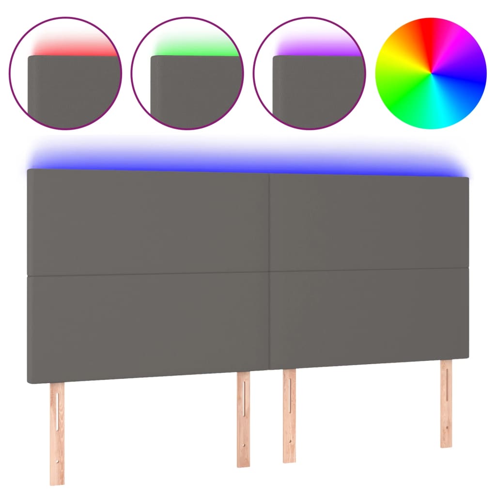 LED uzglavlje sivo 200x5x118/128 cm od umjetne kože