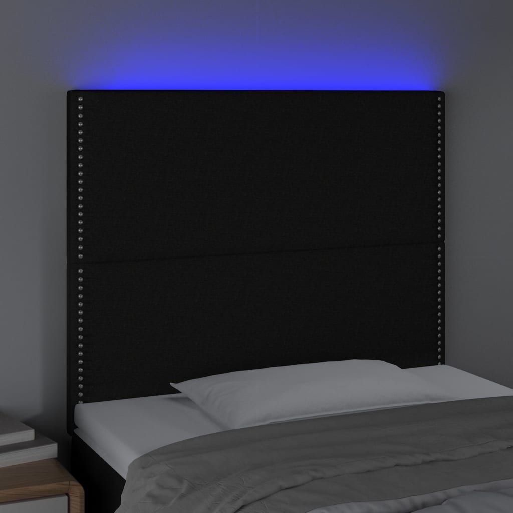 LED uzglavlje crno 100x5x118/128 cm od tkanine