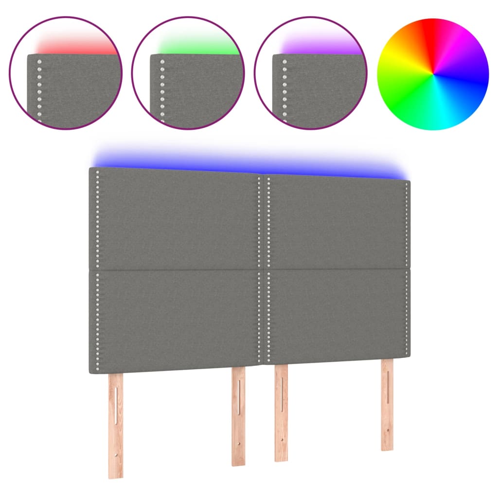 LED uzglavlje tamnosivo 144x5x118 cm od tkanine