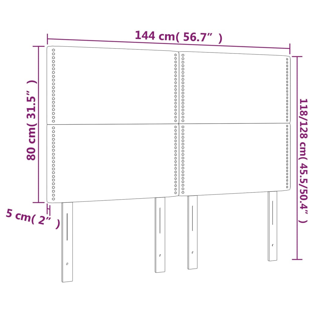 LED uzglavlje krem 144x5x118/128 cm od tkanine