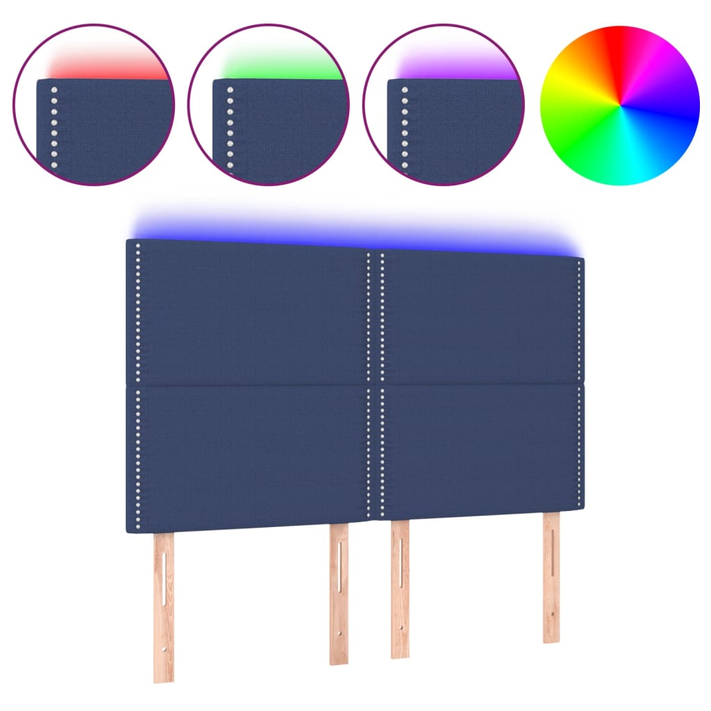 LED uzglavlje plavo 144x5x118/128 cm od tkanine