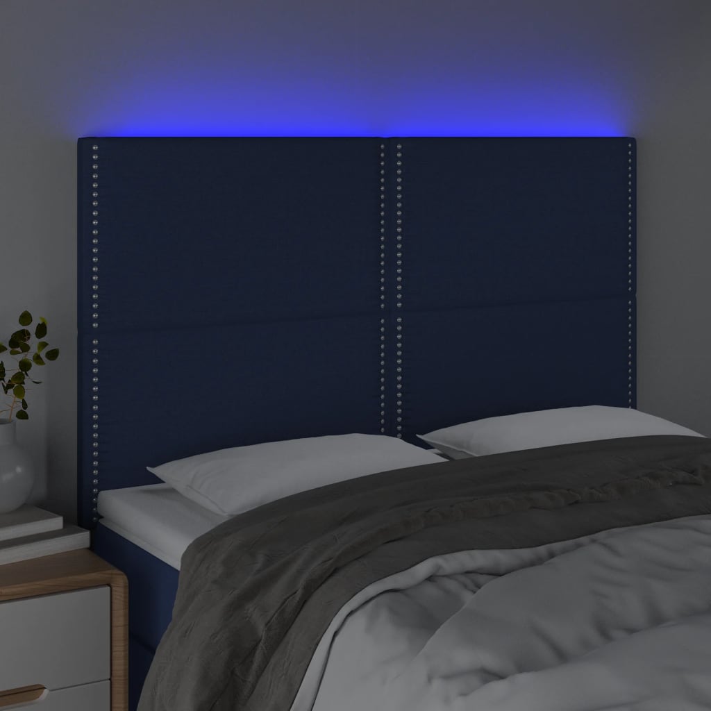 LED uzglavlje plavo 144x5x118/128 cm od tkanine