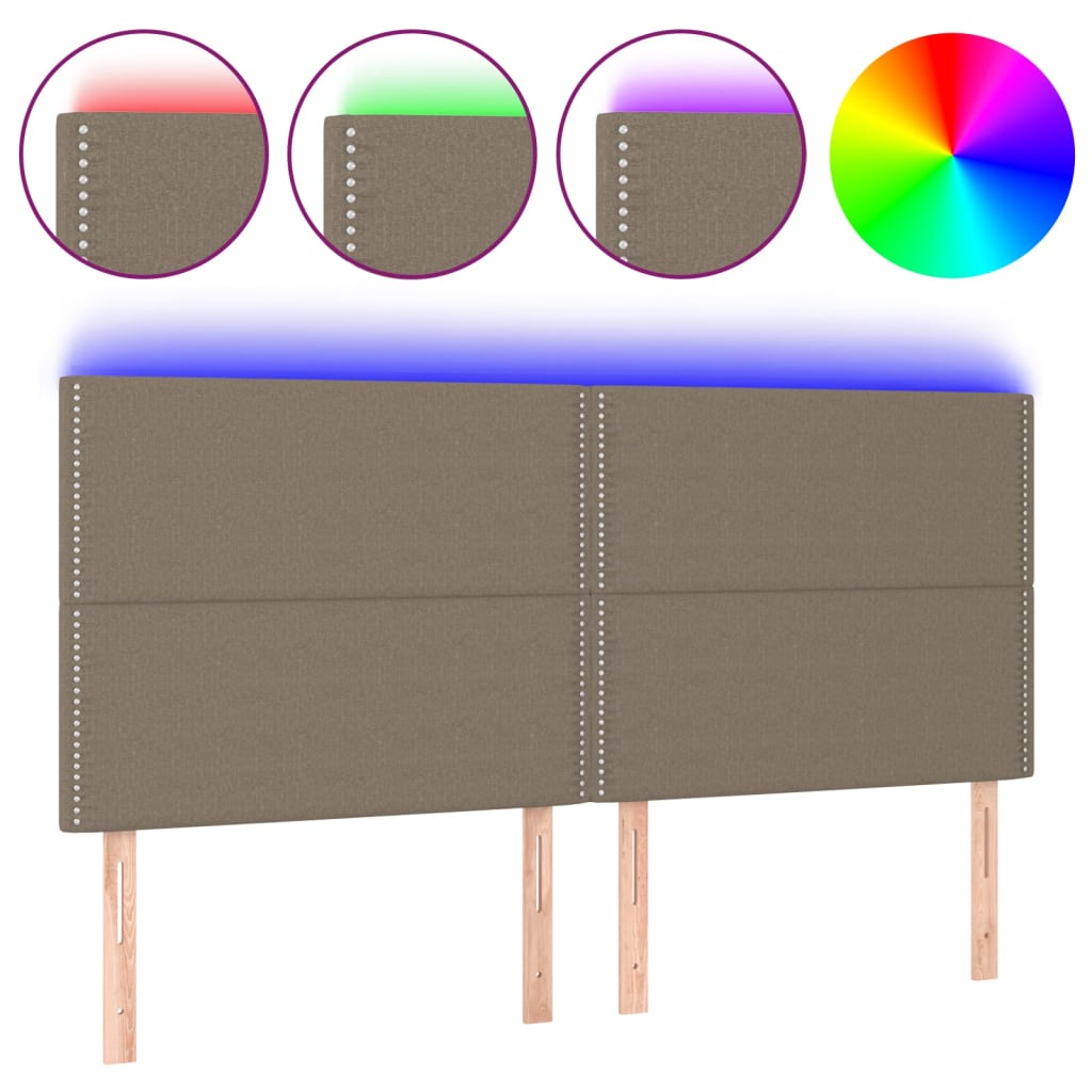 LED uzglavlje smeđesivo 180x5x118/128 cm od tkanine