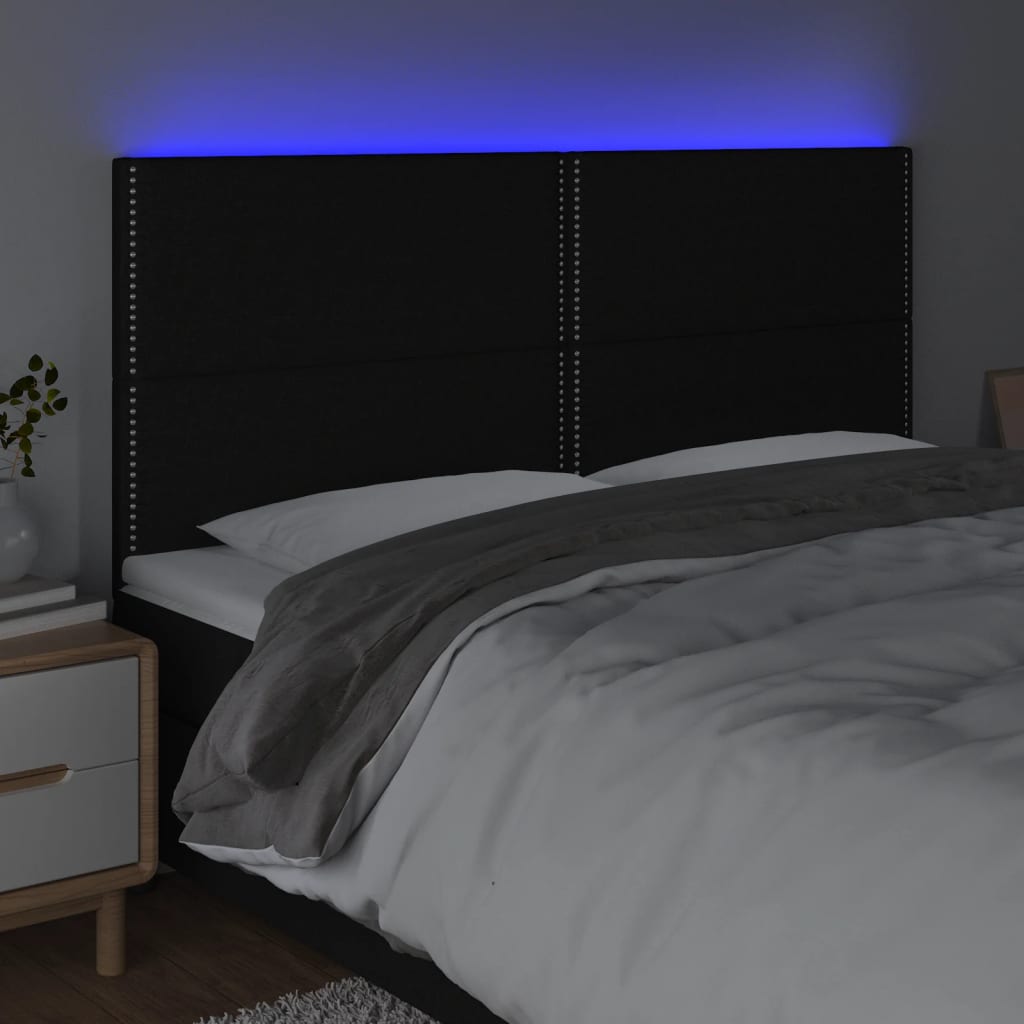 LED uzglavlje crno 200x5x118/128 cm od tkanine