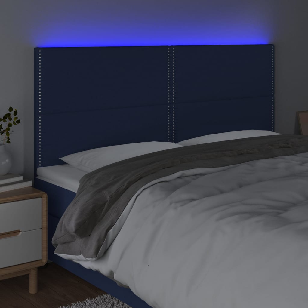 LED uzglavlje plavo 200x5x118/128 cm od tkanine