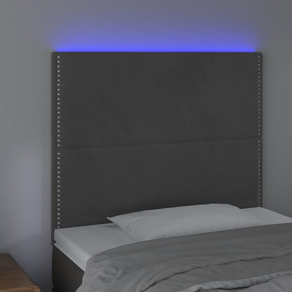 LED uzglavlje tamnosivo 80x5x118/128 cm baršunasto