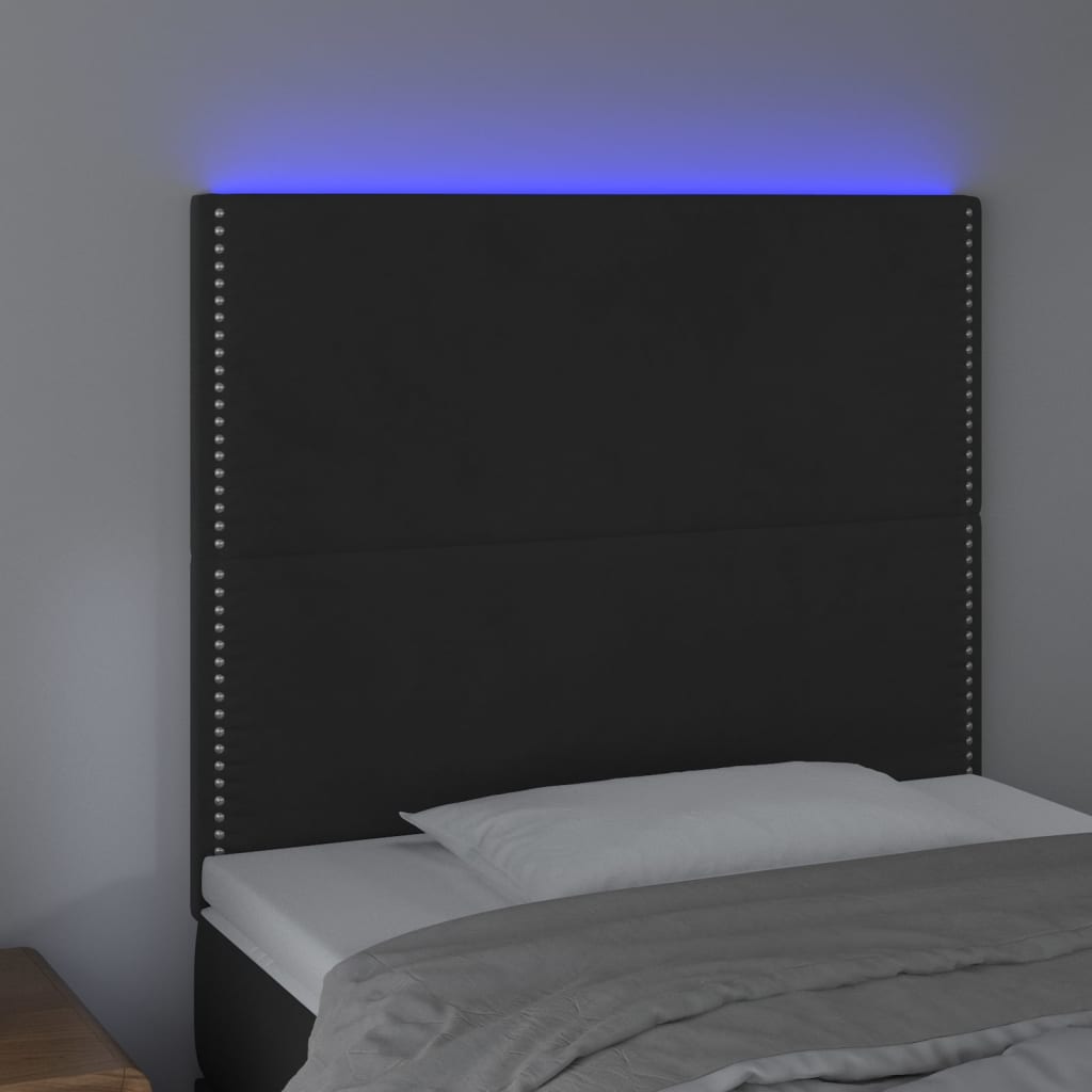 LED uzglavlje crno 80x5x118/128 cm baršunasto