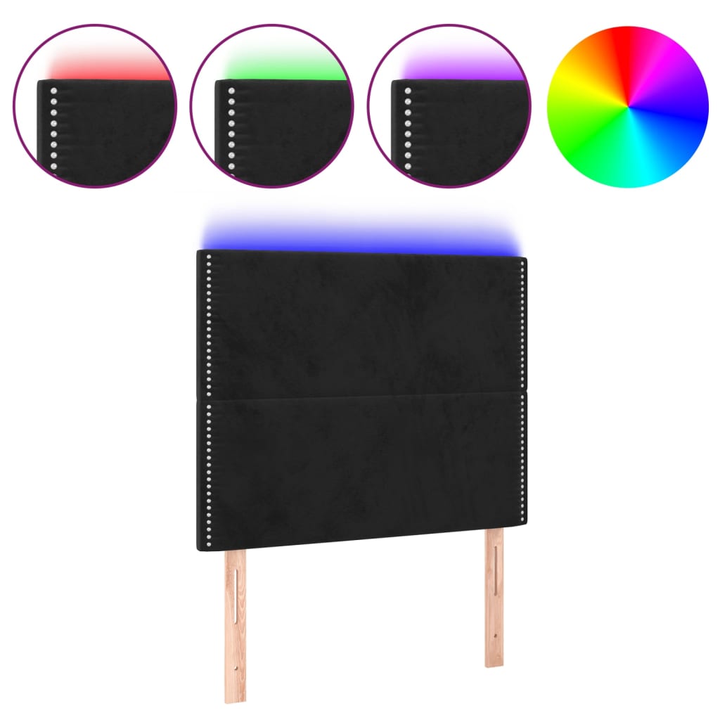 LED uzglavlje crno 100x5x118/128 cm baršunasto