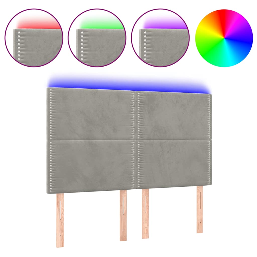 LED uzglavlje svjetlosivo 144x5x118/128 cm baršunasto