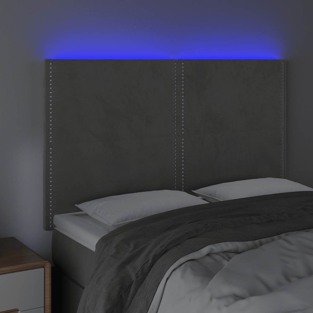 LED uzglavlje svjetlosivo 144x5x118/128 cm baršunasto