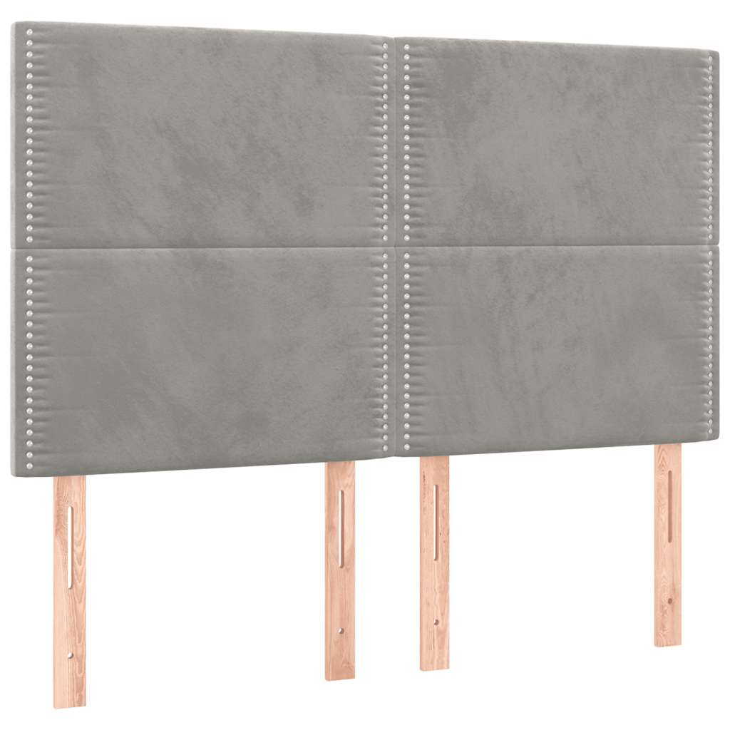 LED uzglavlje svjetlosivo 144x5x118/128 cm baršunasto