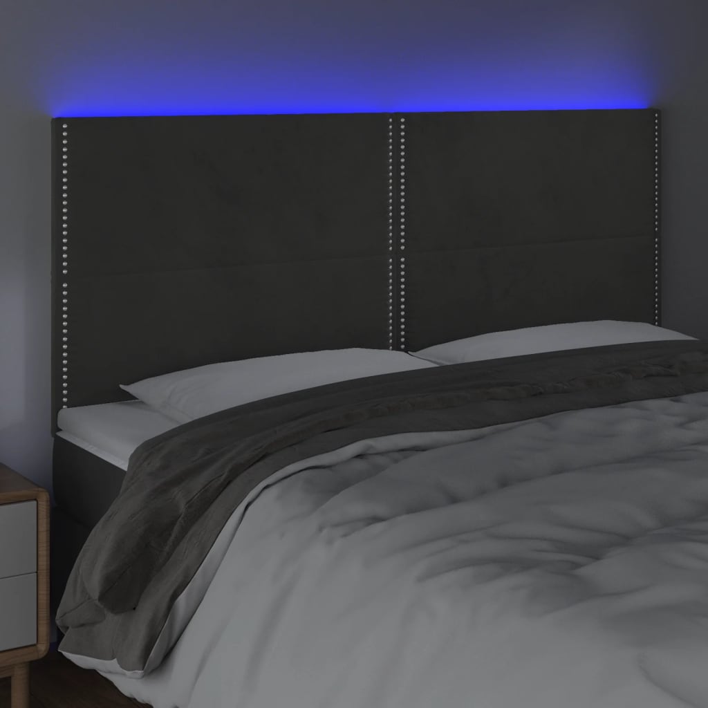 LED uzglavlje tamnosivo 160x5x118/128 cm baršunasto