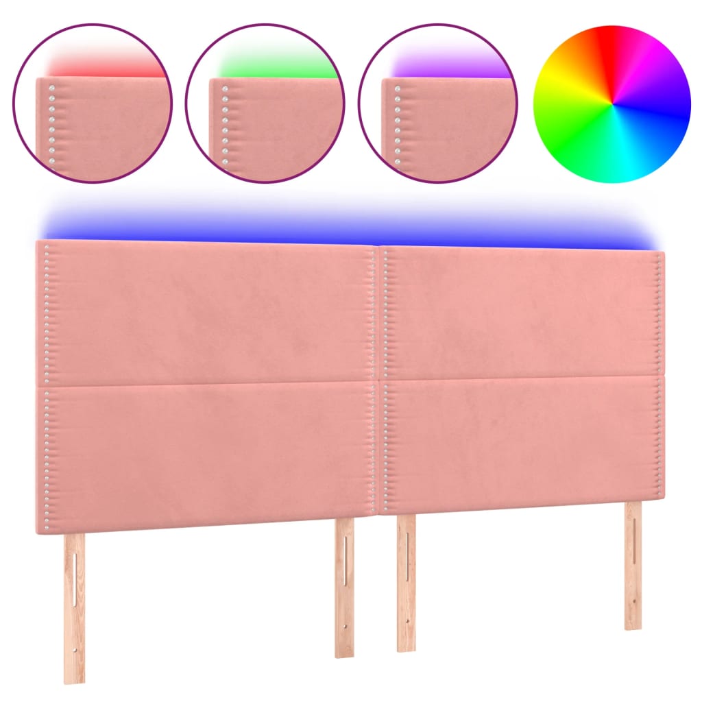 LED uzglavlje ružičasto 160x5x118/128 cm baršunasto