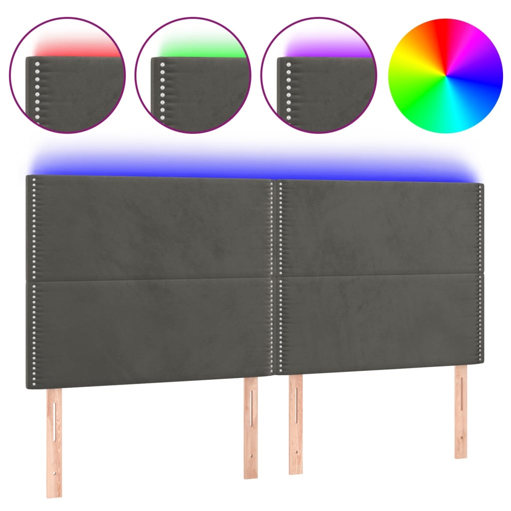 LED uzglavlje tamnosivo 180x5x118/128 cm baršunasto