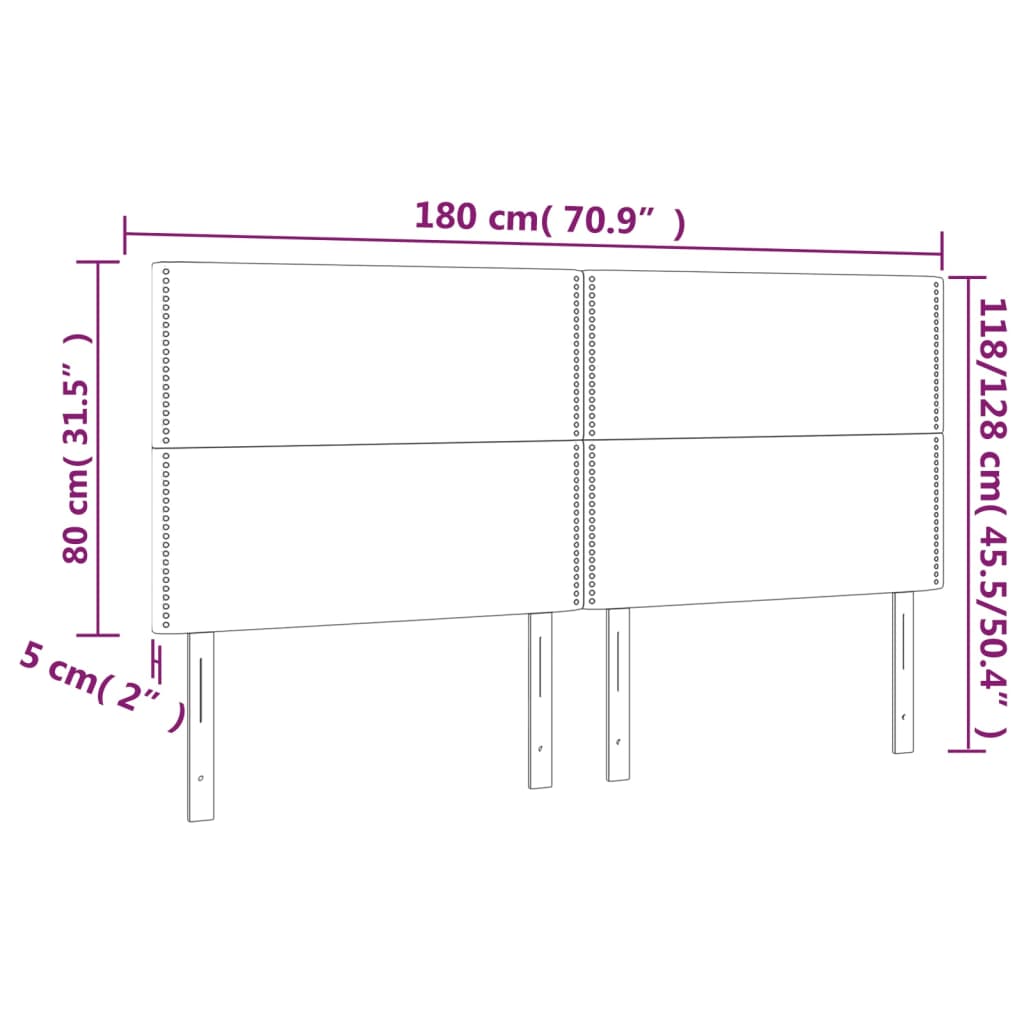 LED uzglavlje tamnosivo 180x5x118/128 cm baršunasto