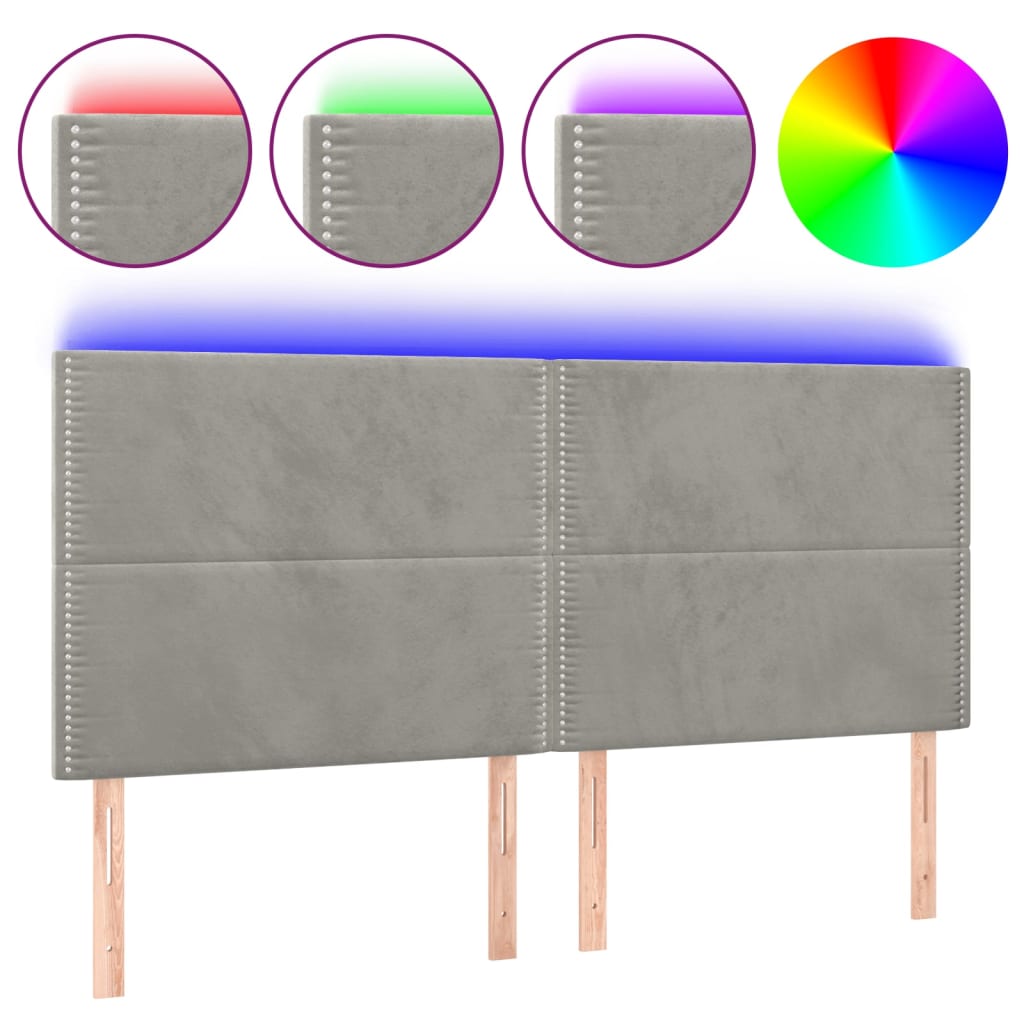 LED uzglavlje svjetlosivo 200x5x118/128 cm baršunasto