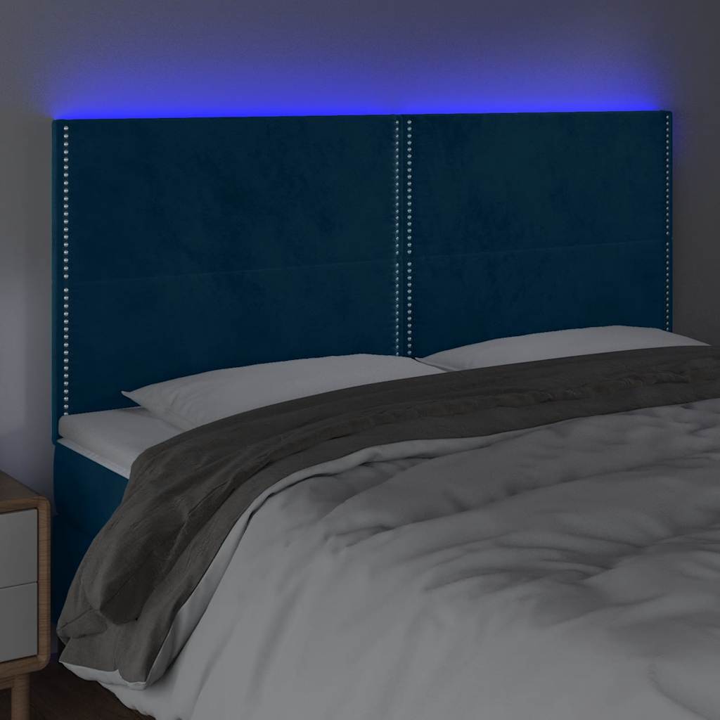 LED uzglavlje tamnoplavo 200x5x118/128 cm od tkanine