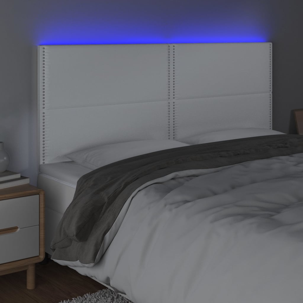 LED uzglavlje bijelo 200x5x118/128 cm od umjetne kože