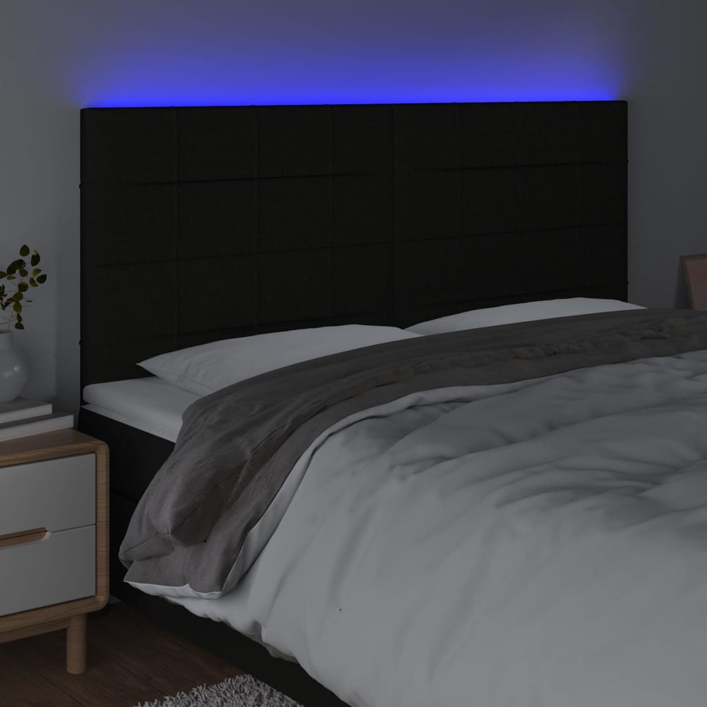 LED uzglavlje crno 160x5x118/128 cm od tkanine
