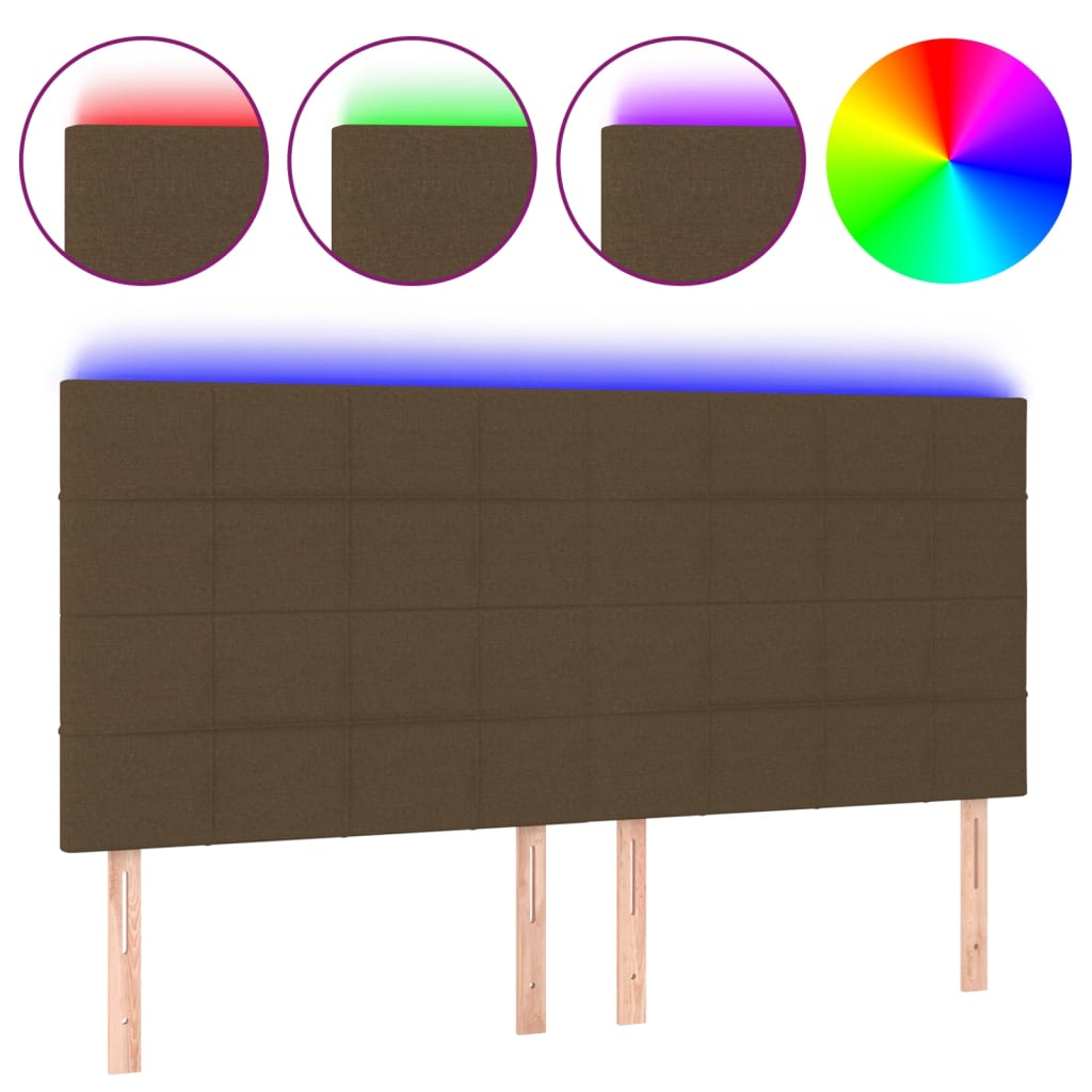 LED uzglavlje tamnosmeđe 180x5x118/128 cm od tkanine