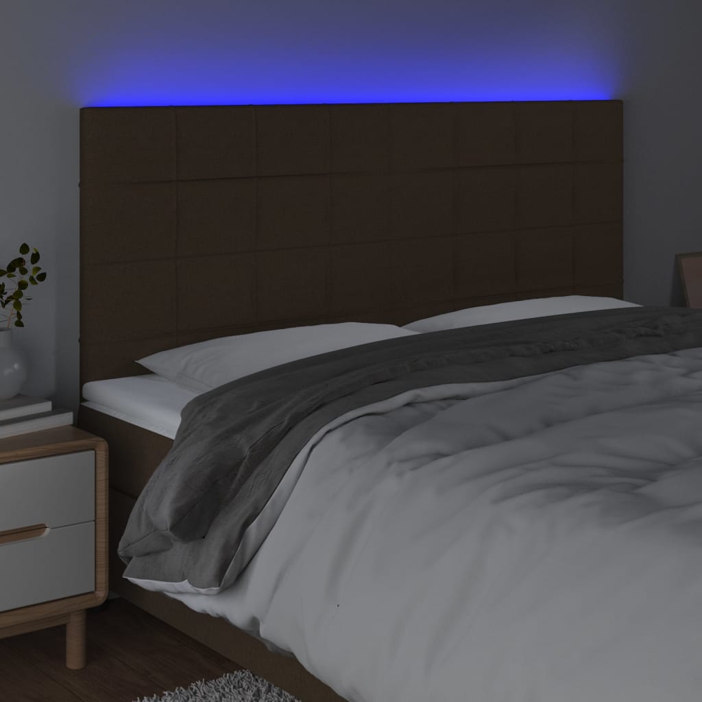 LED uzglavlje tamnosmeđe 200x5x118/128 cm od tkanine