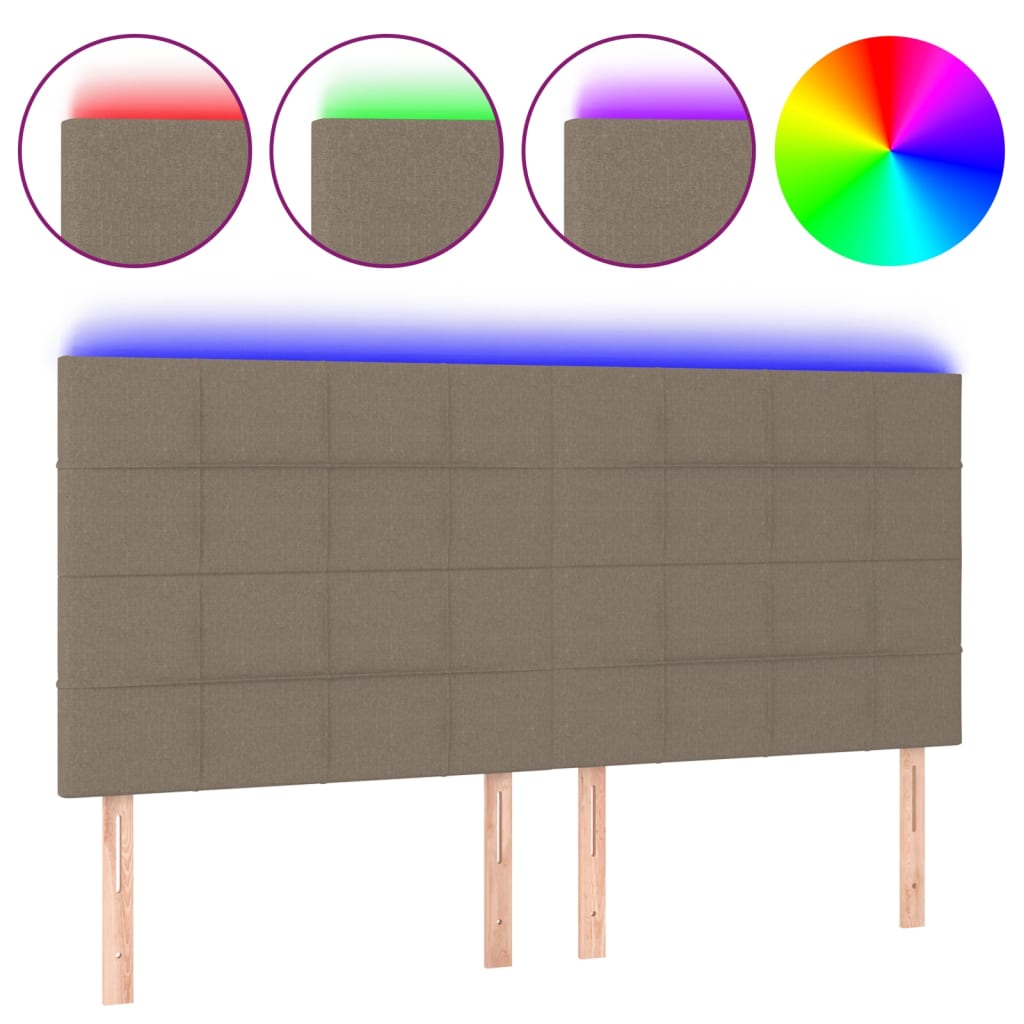 LED uzglavlje smeđesivo 200x5x118/128 cm od tkanine