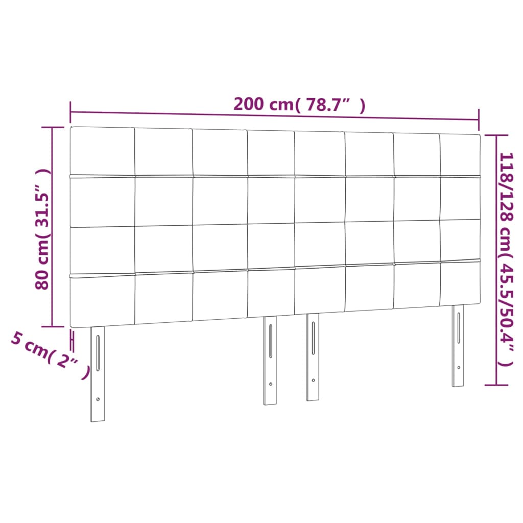 LED uzglavlje smeđesivo 200x5x118/128 cm od tkanine