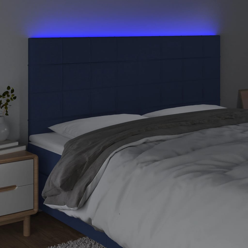 LED uzglavlje plavo 200x5x118/128 cm od tkanine
