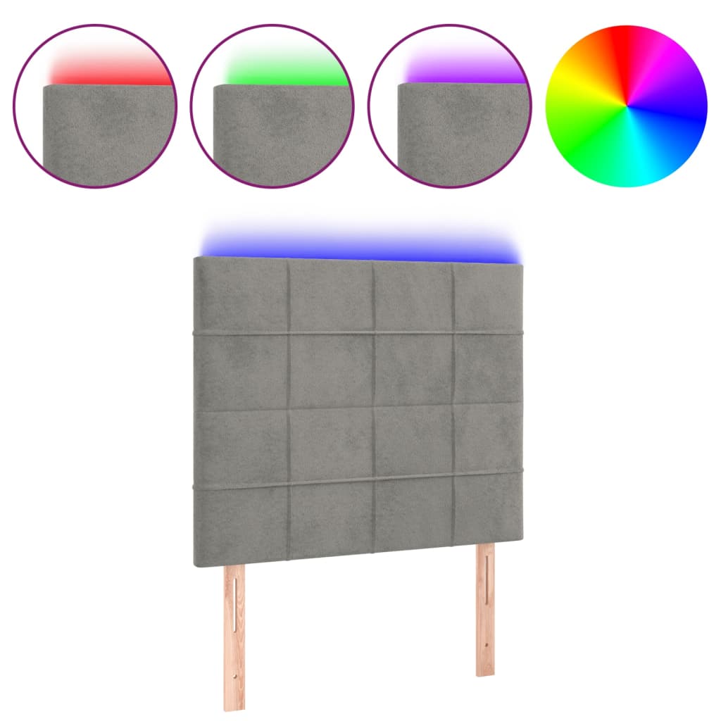 LED uzglavlje svjetlosivo 80x5x118/128 cm baršunasto