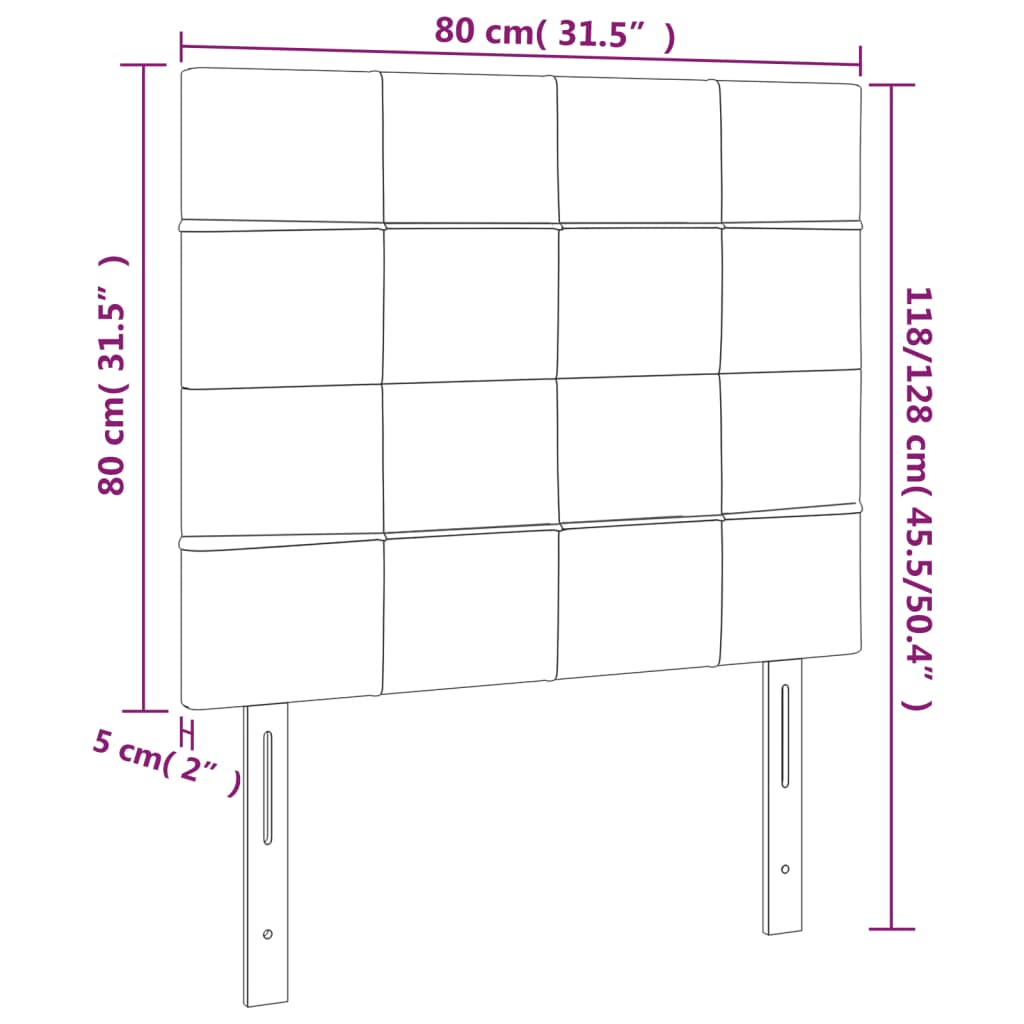 LED uzglavlje crno 80x5x118/128 cm baršunasto
