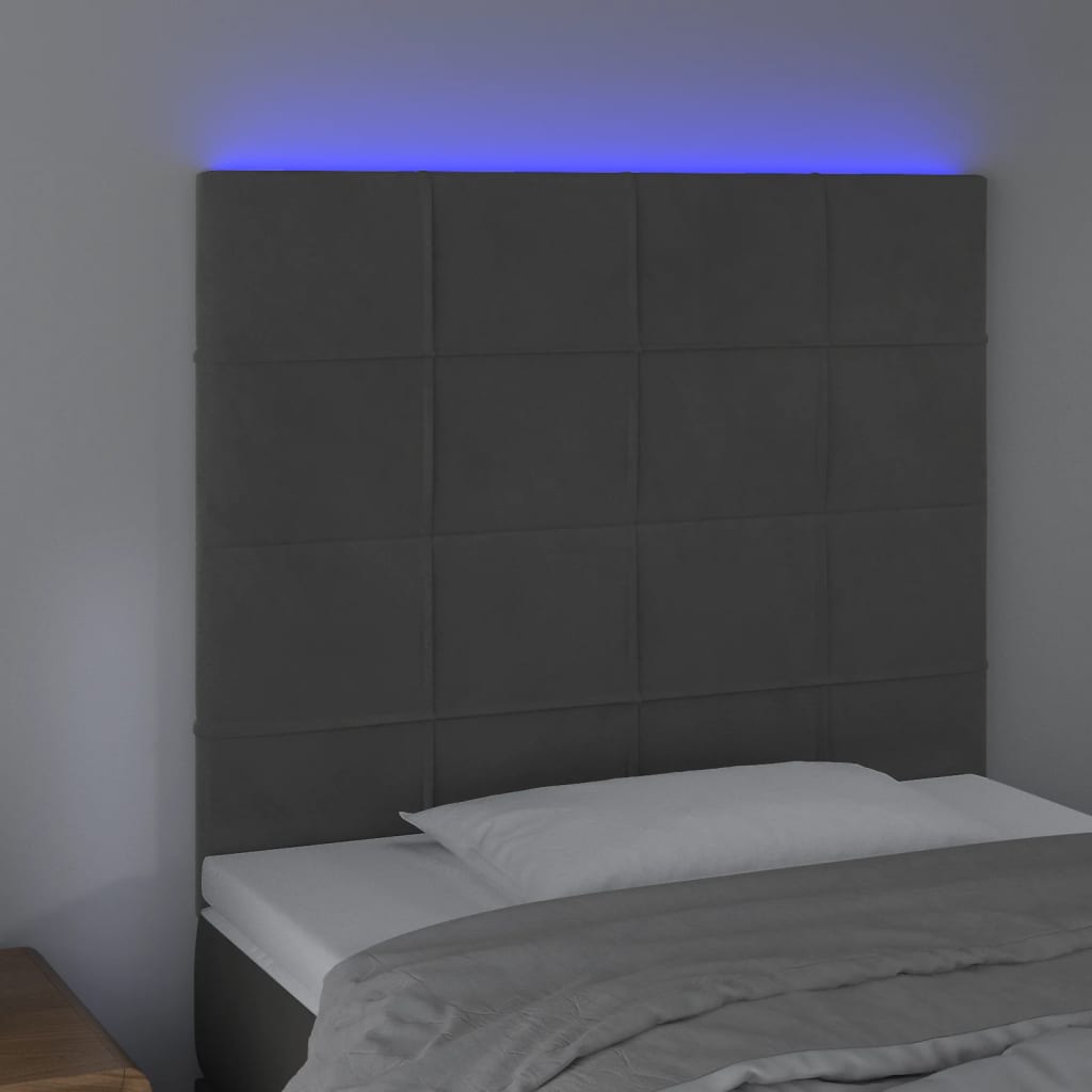LED uzglavlje tamnosivo 90x5x118/128 cm baršunasto