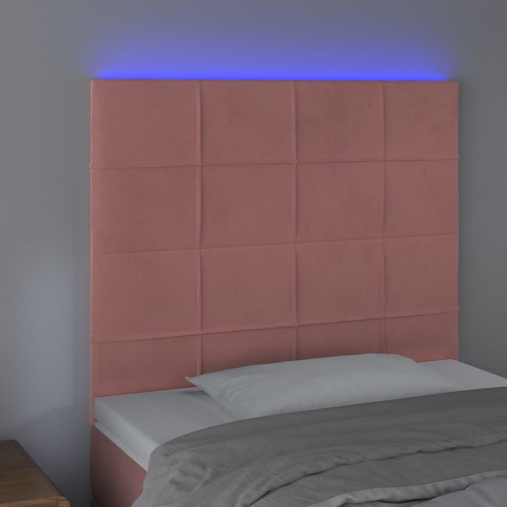 LED uzglavlje ružičasto 90x5x118/128 cm baršunasto