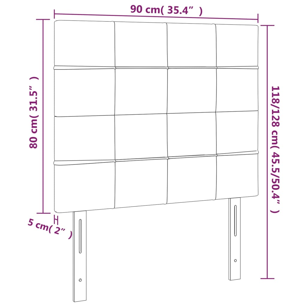 LED uzglavlje ružičasto 90x5x118/128 cm baršunasto