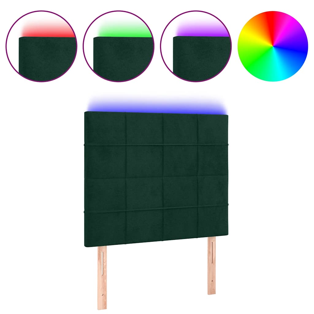 LED uzglavlje tamnozeleno 100x5x118/128 cm baršunasto