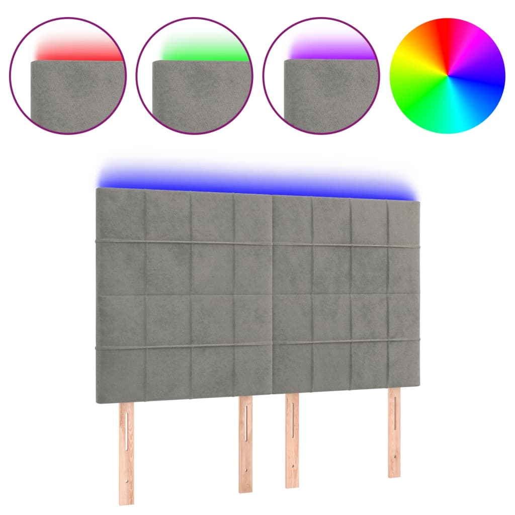 LED uzglavlje svjetlosivo 144x5x118/128 cm baršunasto