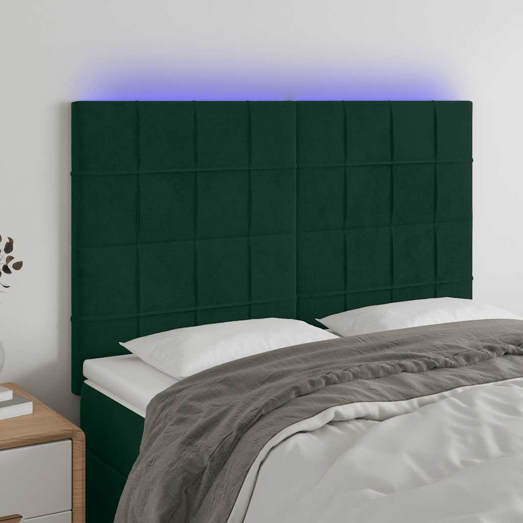 LED uzglavlje tamnozeleno 144x5x118/128 cm baršunasto