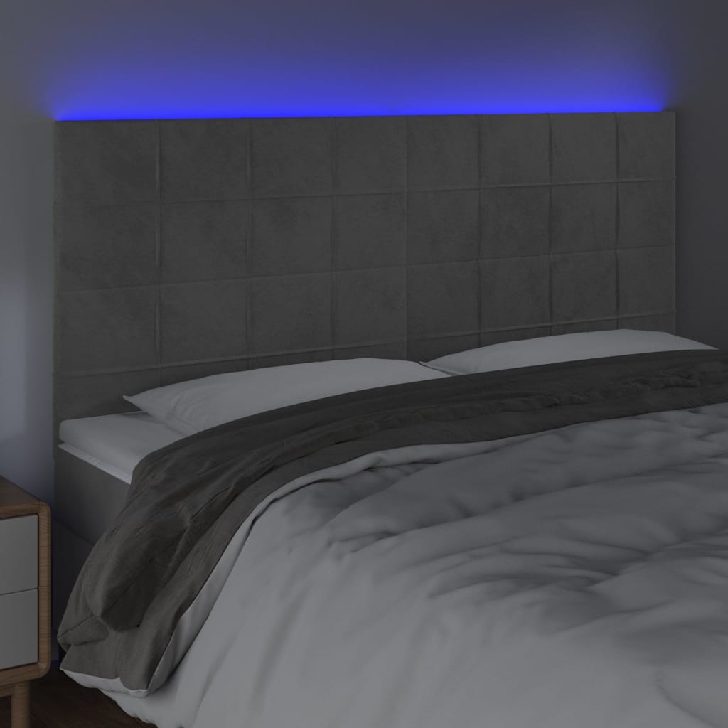 LED uzglavlje svjetlosivo 160x5x118/128 cm baršunasto