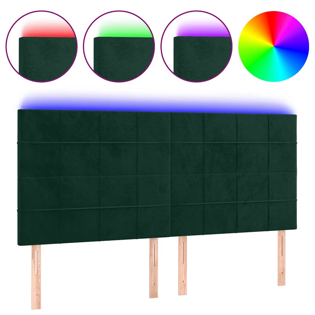 LED uzglavlje tamnozeleno 160x5x118/128 cm baršunasto