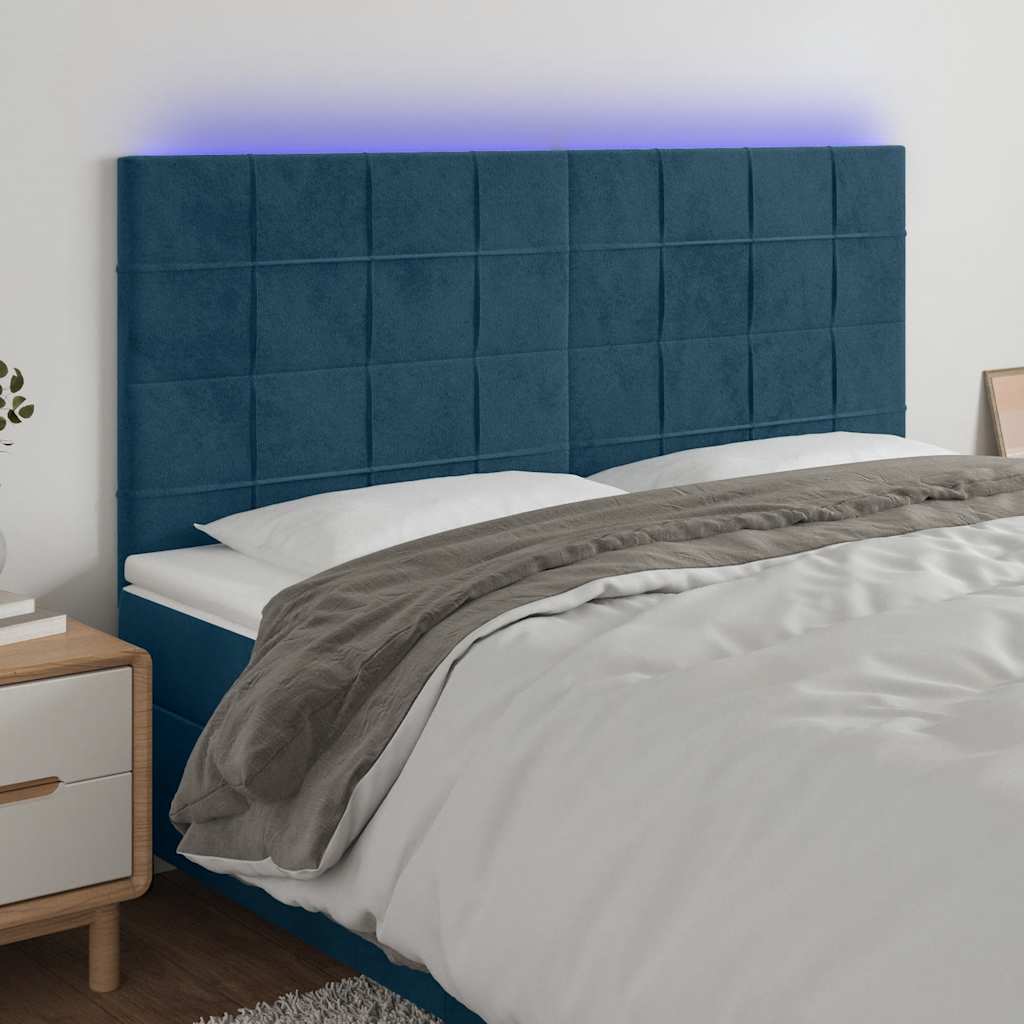 LED uzglavlje tamnoplavo 160x5x118/128 cm baršunasto