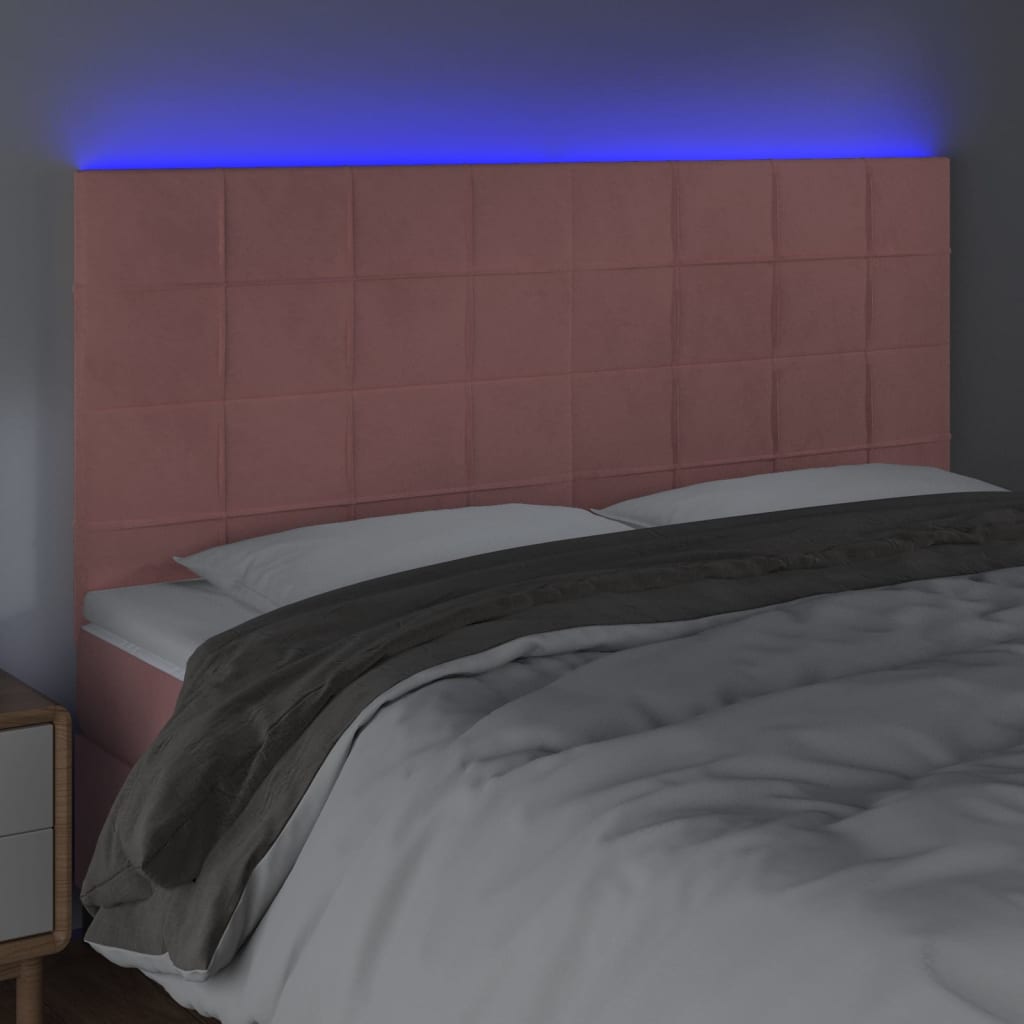LED uzglavlje ružičasto 160x5x118/128 cm baršunasto