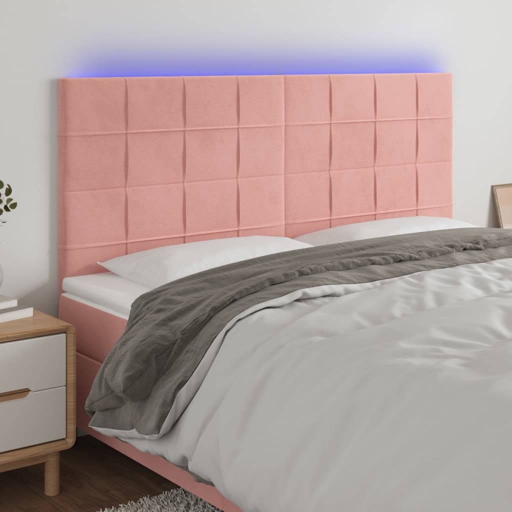 LED uzglavlje ružičasto 160x5x118/128 cm baršunasto